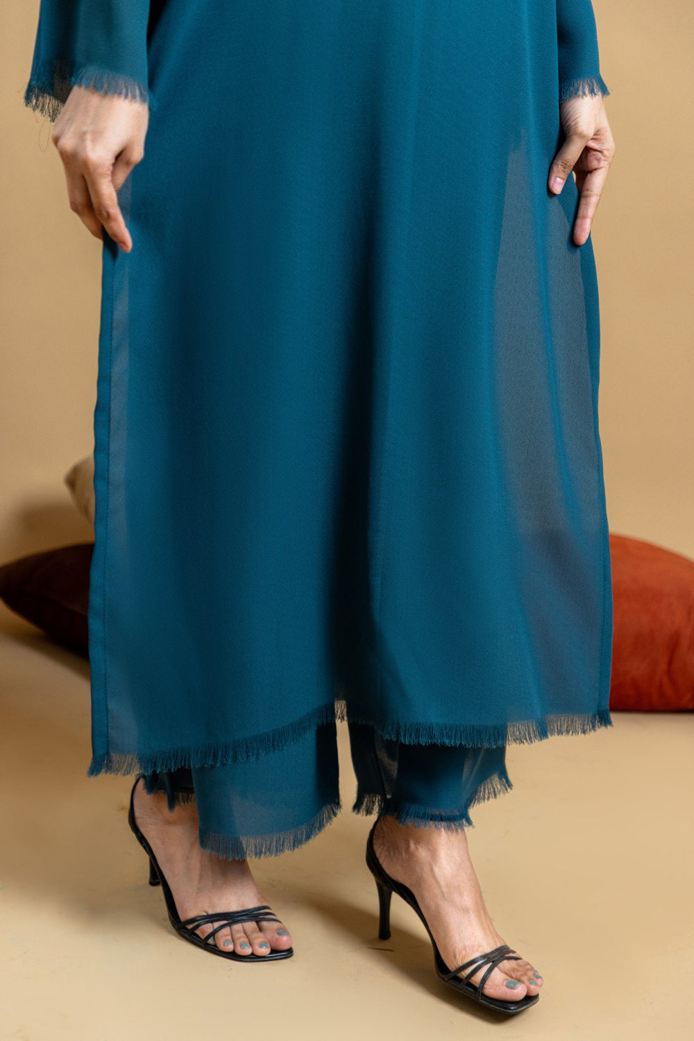 Teal Embroidered Kurta Set