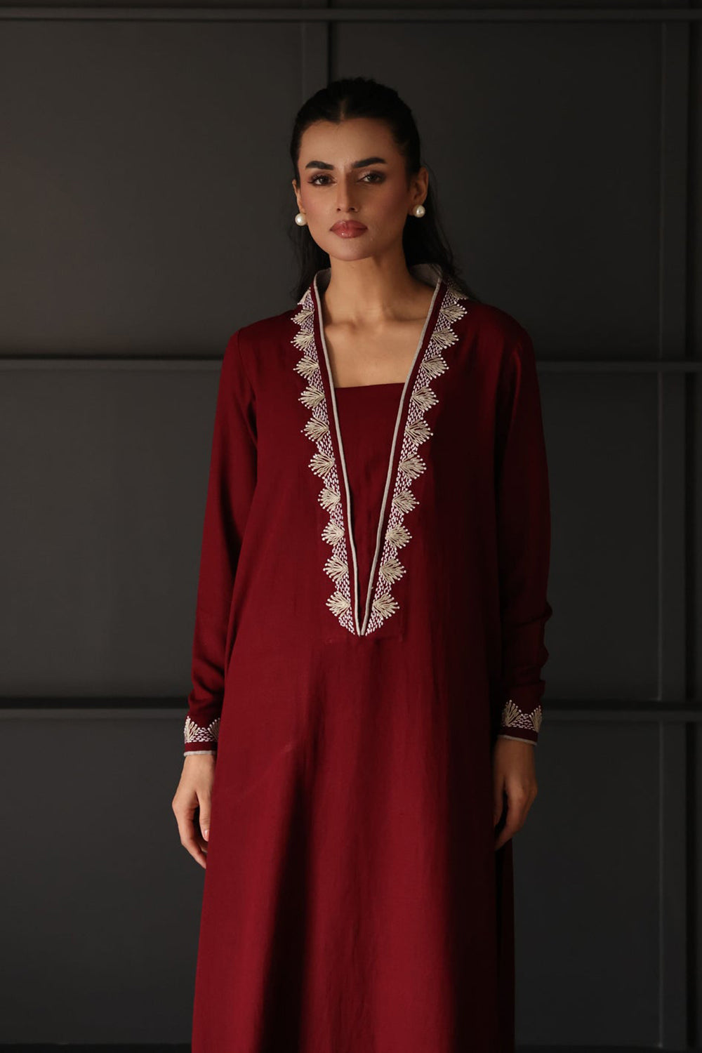 Wine Red Statement Kurta Set