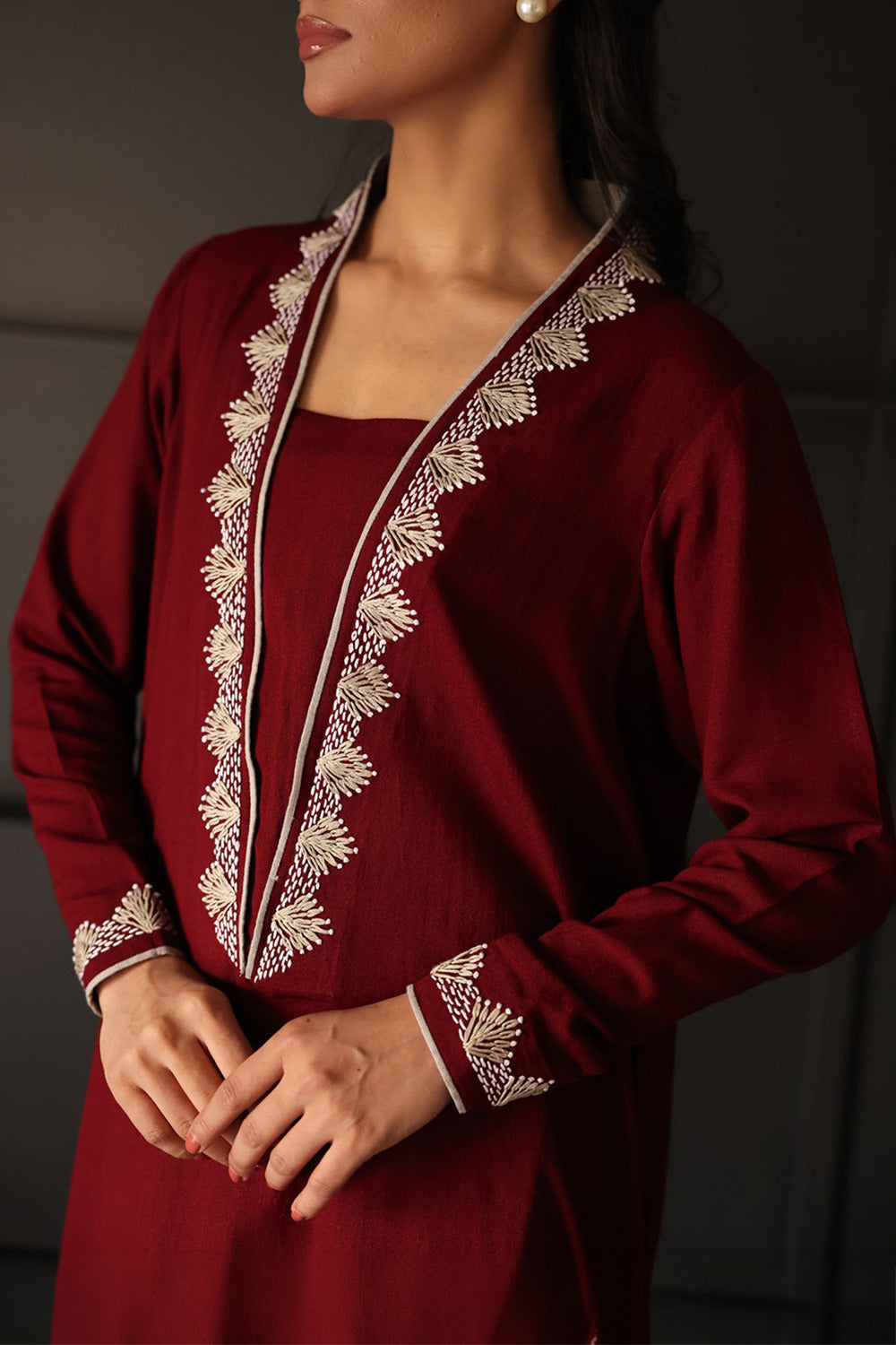 Wine Red Statement Kurta Set