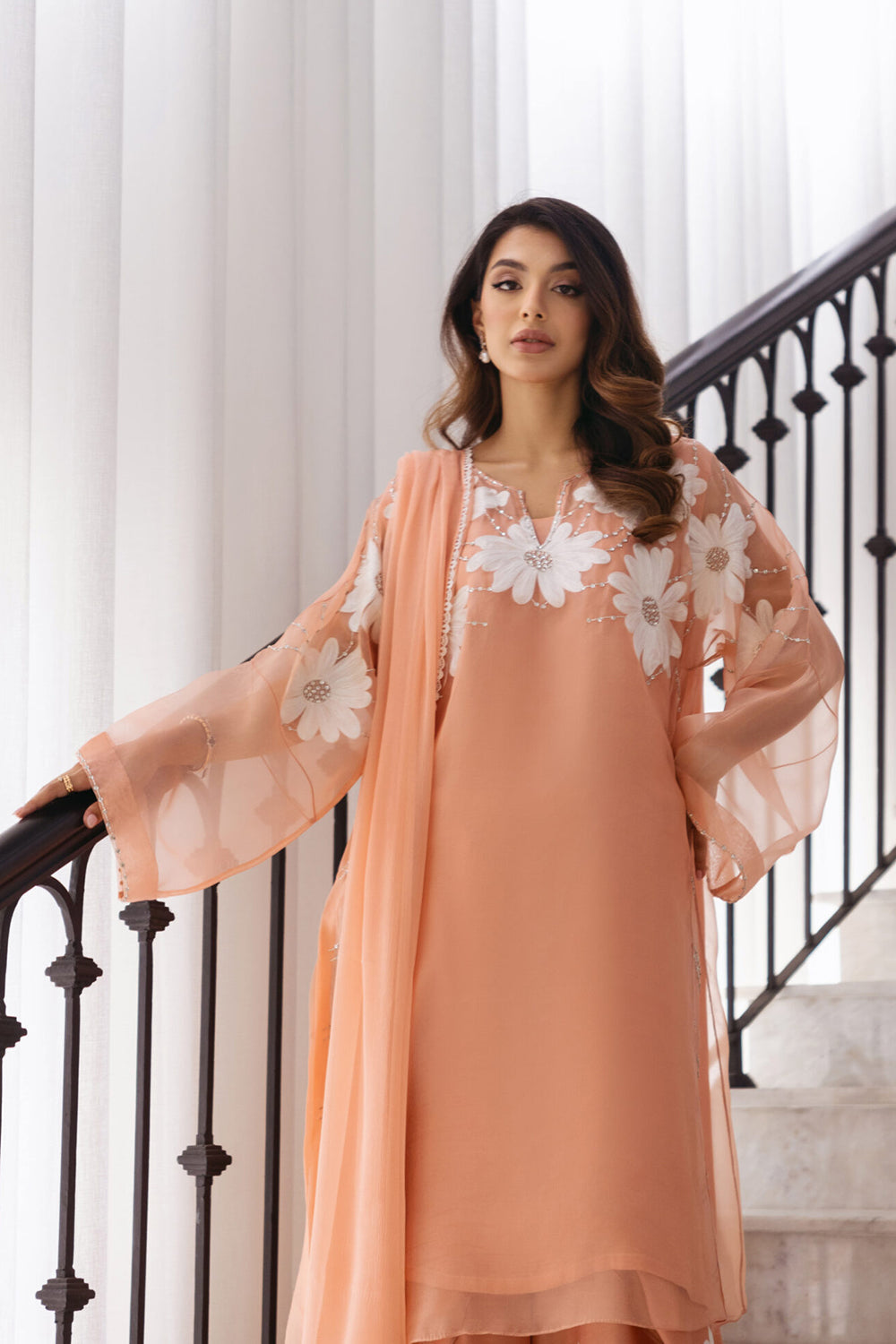 Women Organza Embroidered Suit Set