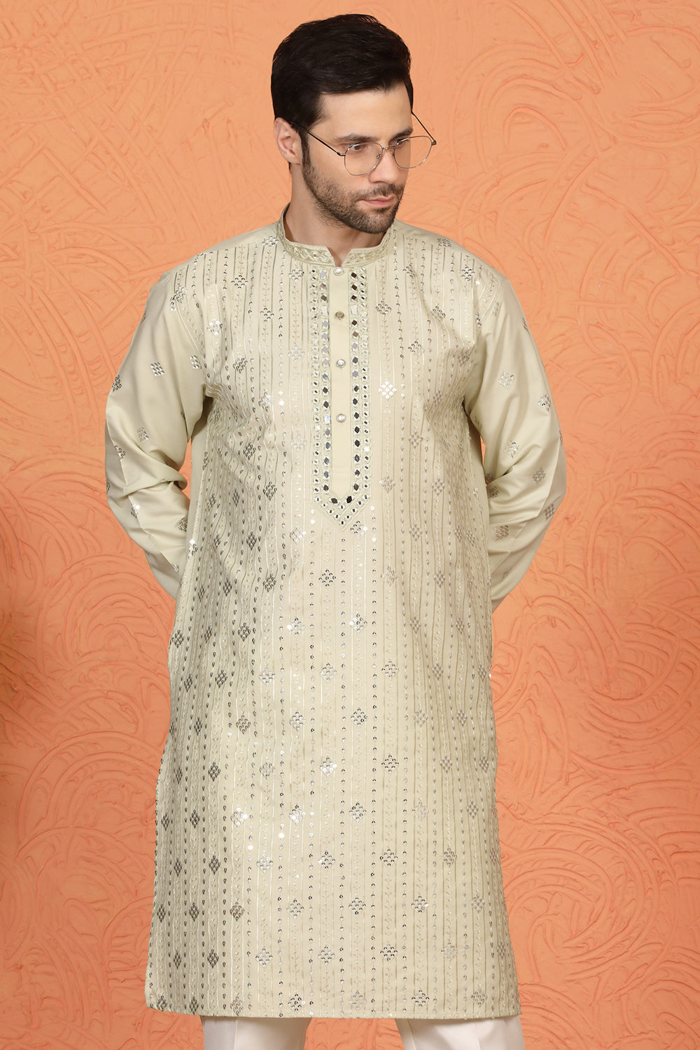 Krish Mirror Embroidered Kurta with Back Elastic Pants