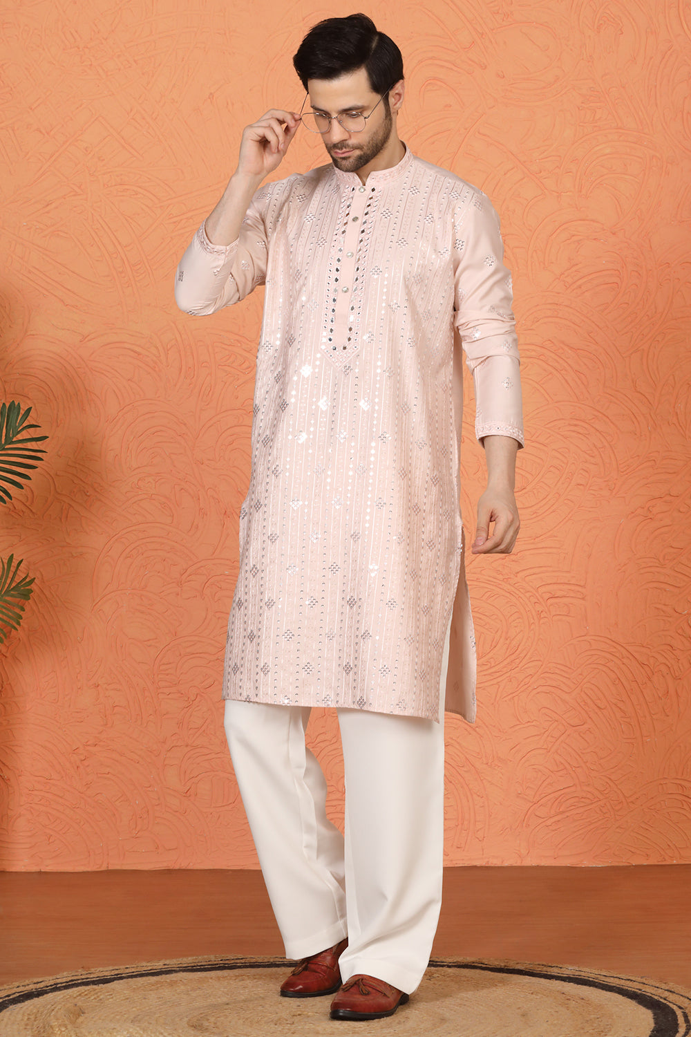 Krish Mirror Embroidered Kurta with Loose Fit Parallel Pants