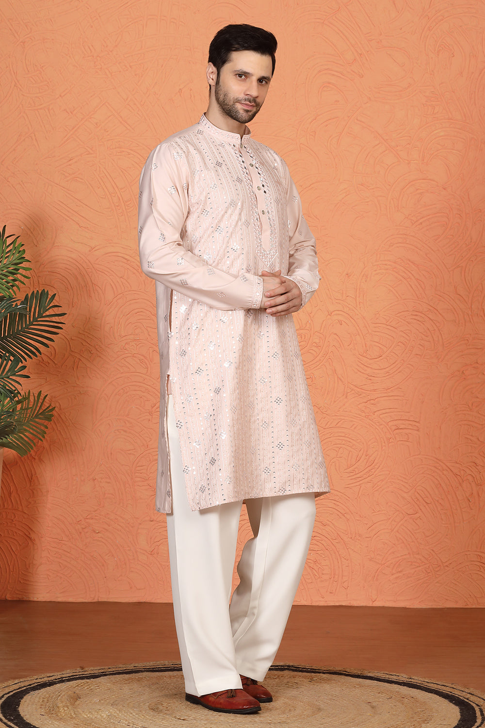 Krish Mirror Embroidered Kurta with Loose Fit Parallel Pants