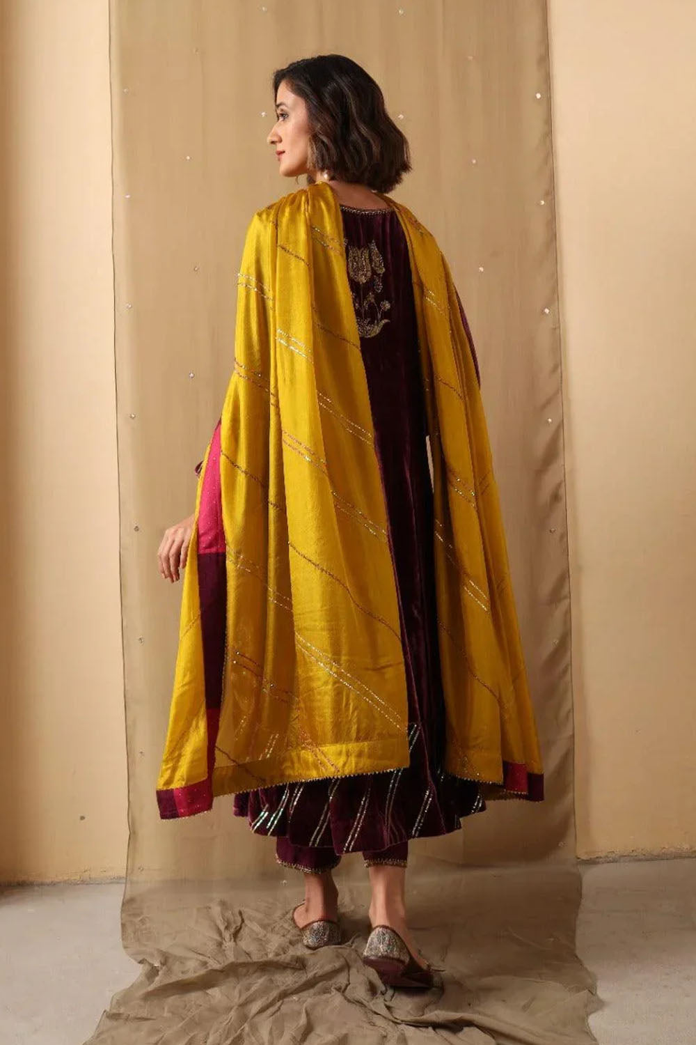 Maroon Dusk Velvet Suit Set