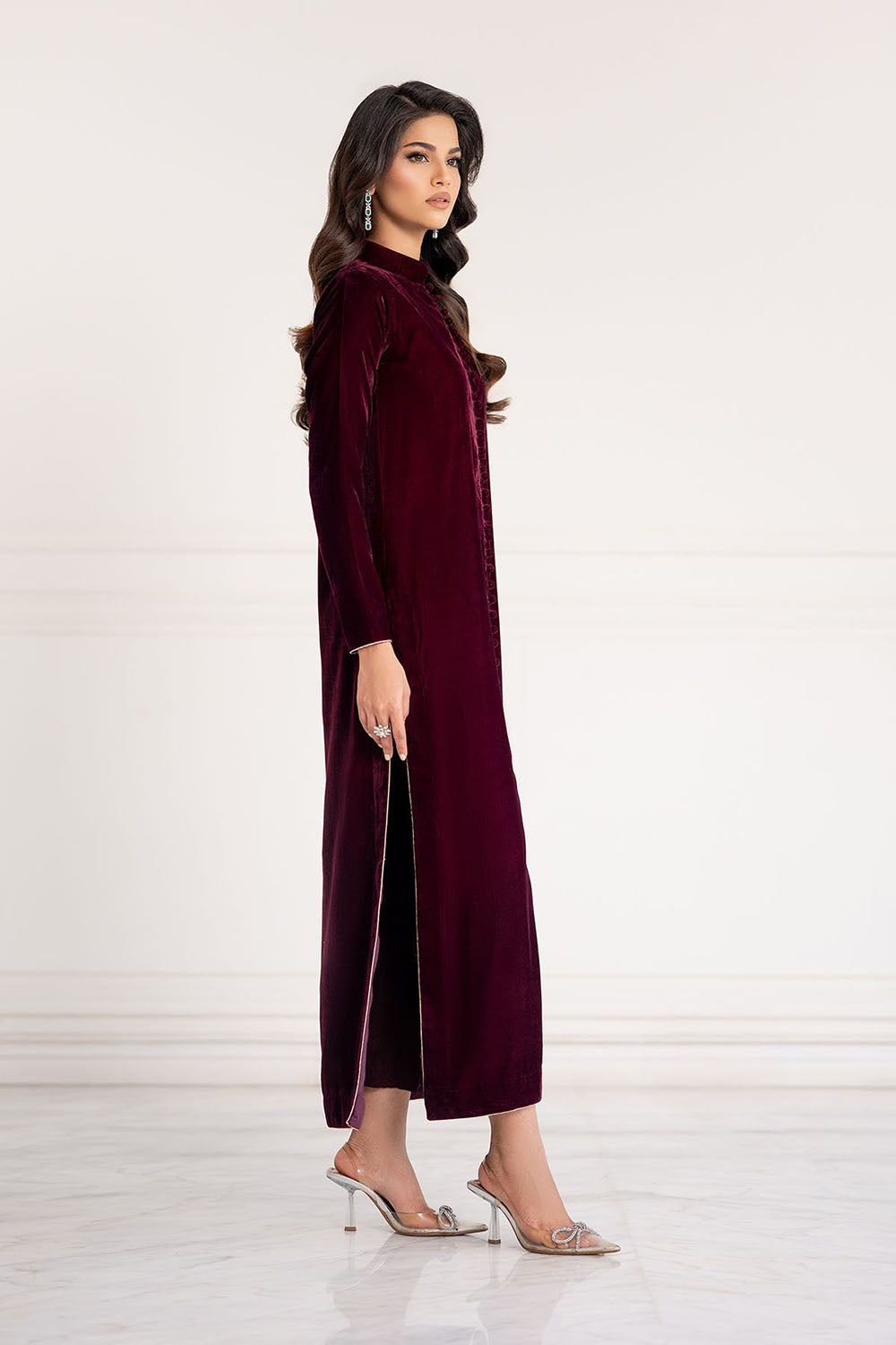 Maroon Luxe Velvet Suit Set