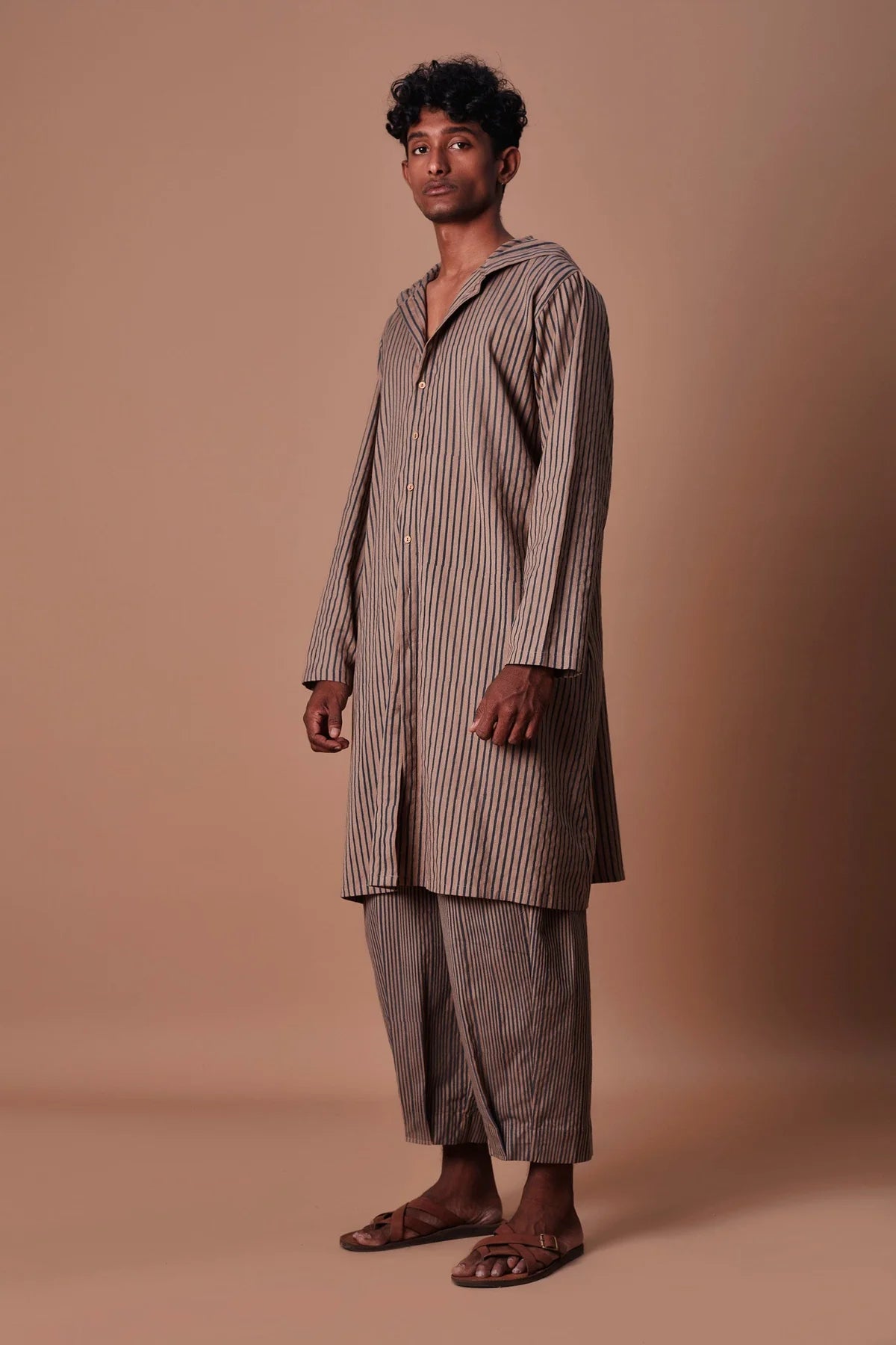 Men's Brown Striped Trousers