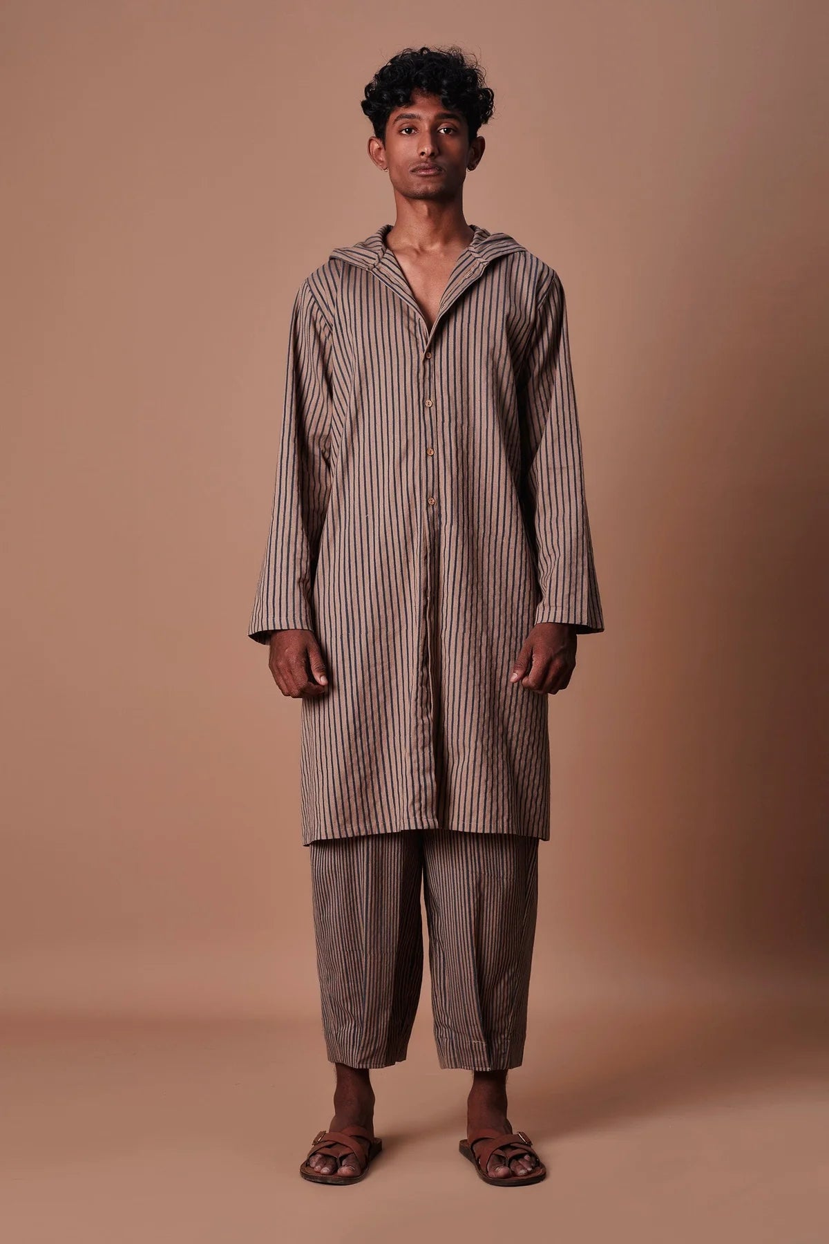 Men's Brown Striped Trousers