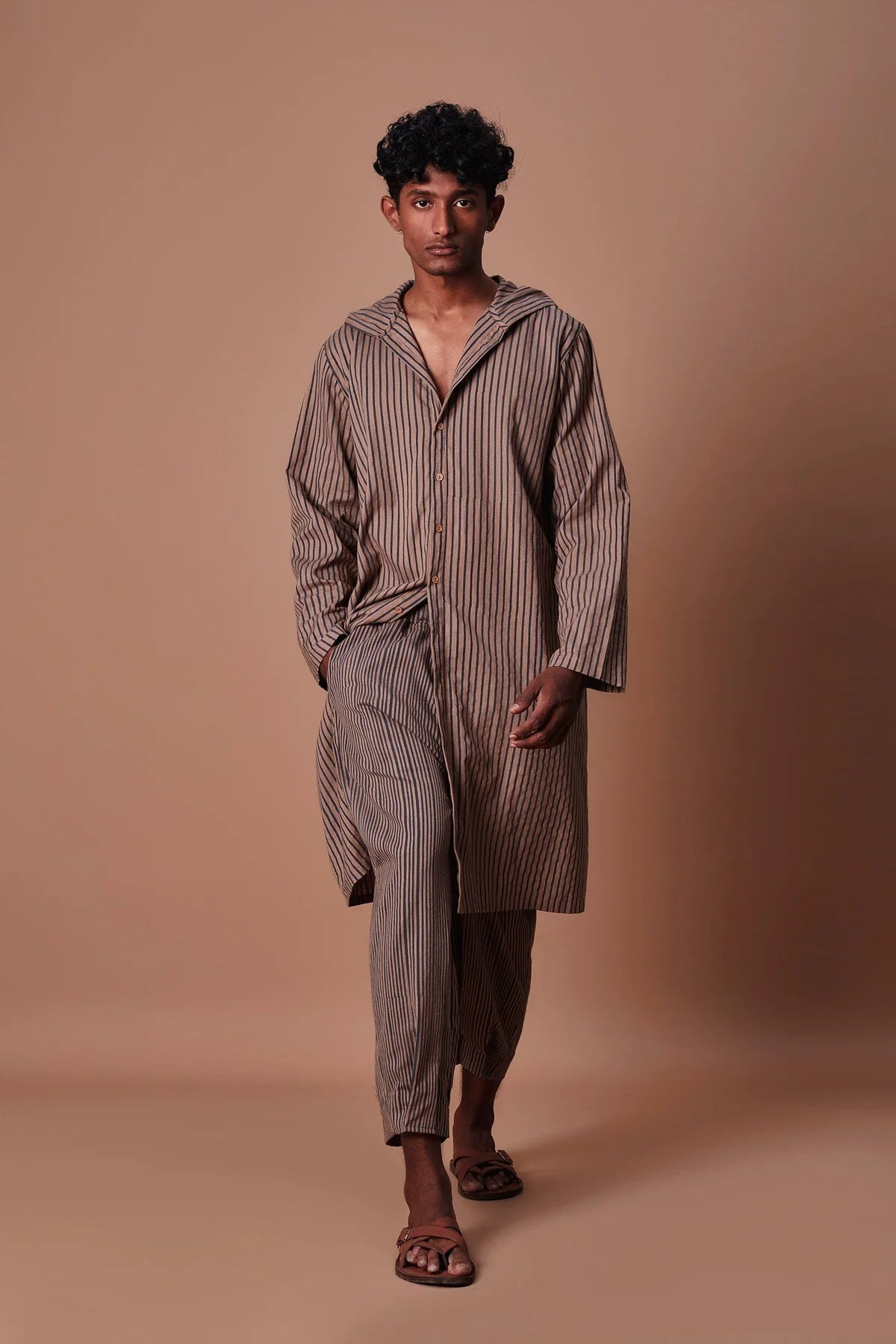 Men's Brown Striped Trousers