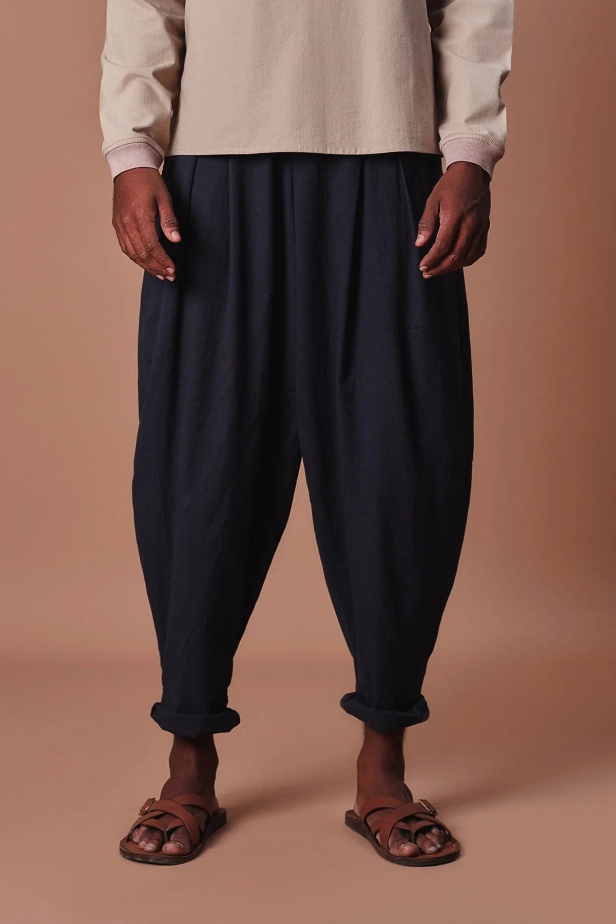 Men's Charcoal Pleated Balloon Pants