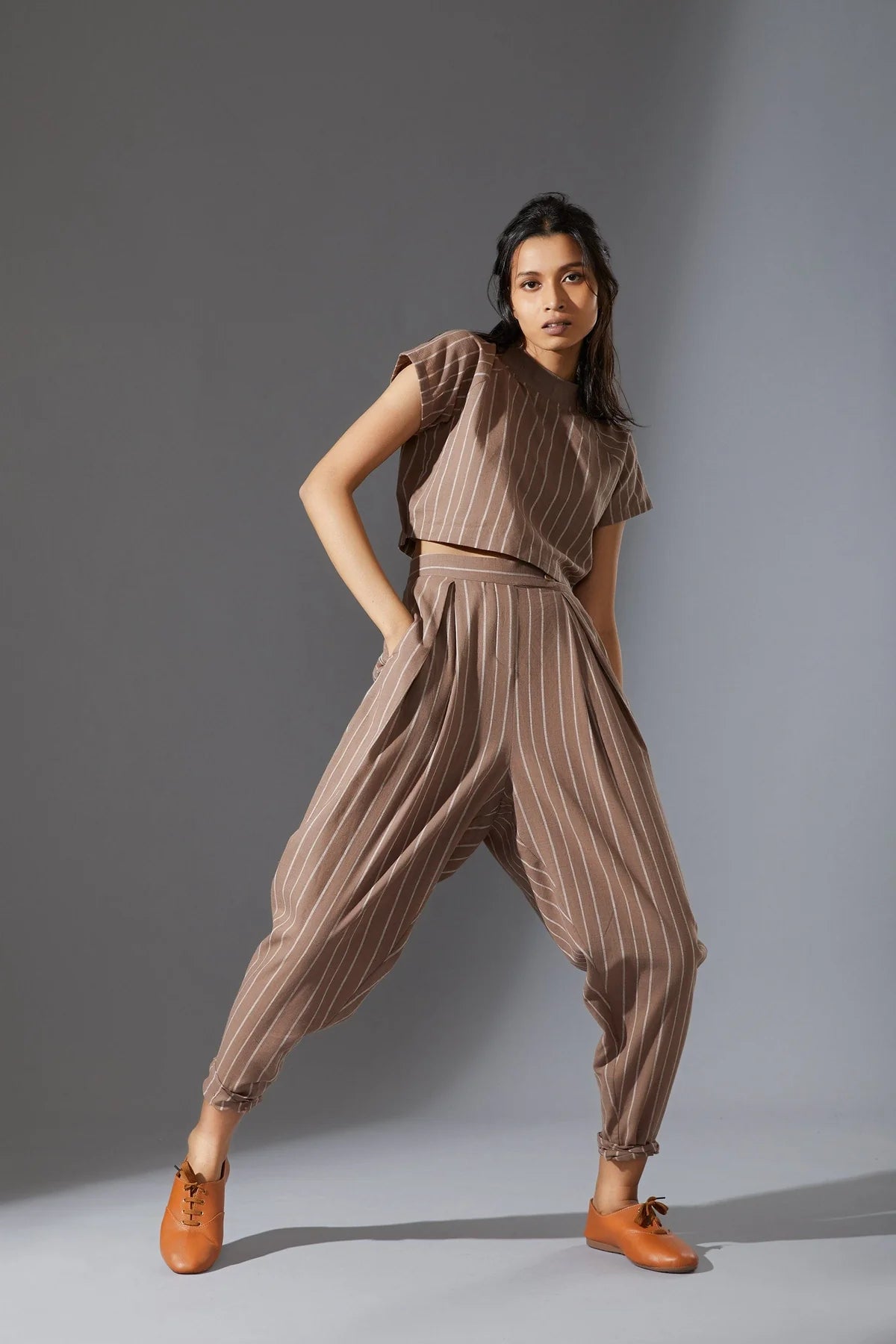 Ribbed Collar Stoka Beige Top