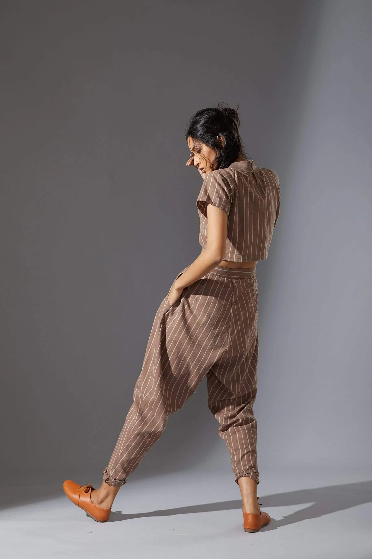 Ribbed Collar Stoka Beige Top
