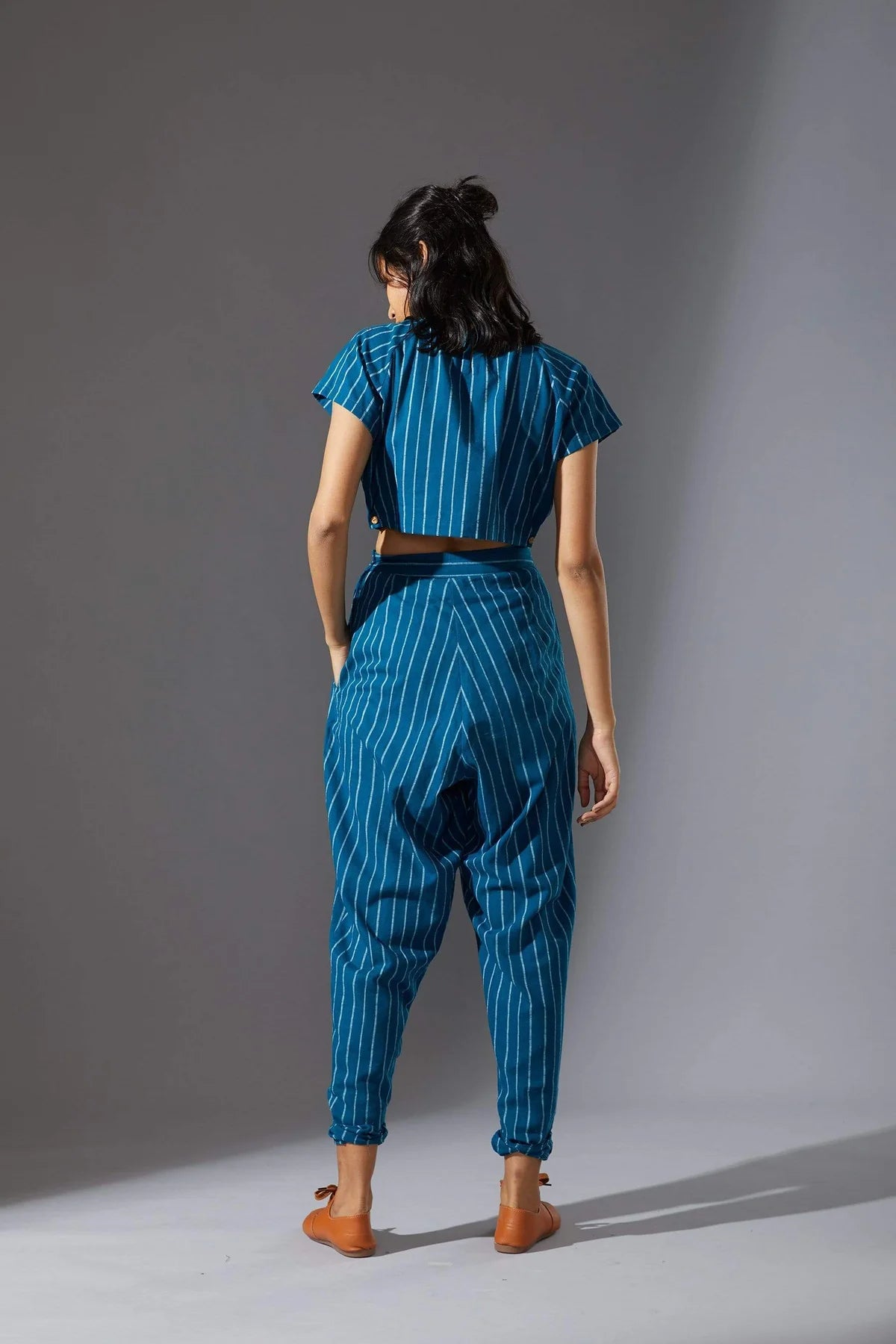 Ribbed Stoka Blue Striped Set with Pants