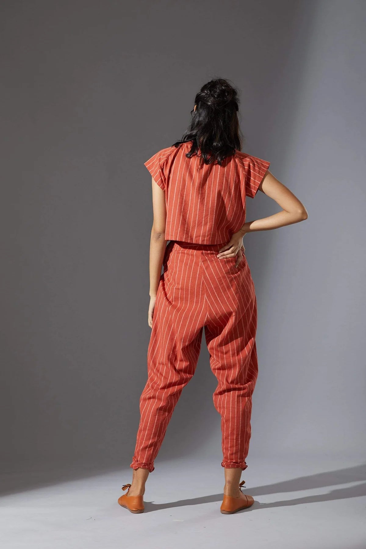 Ribbed Stoka Rust Striped Set with Pants