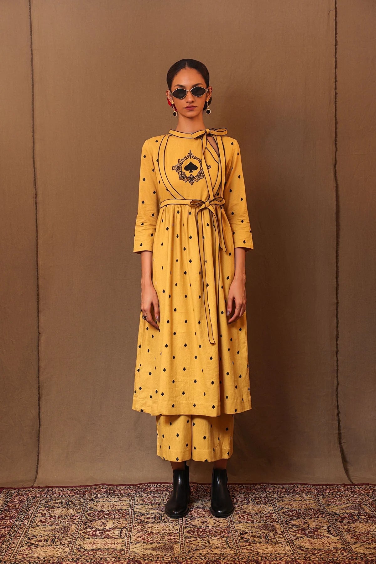 Mustard Spade EMB Rakha Tunic Set (2 PCS)
