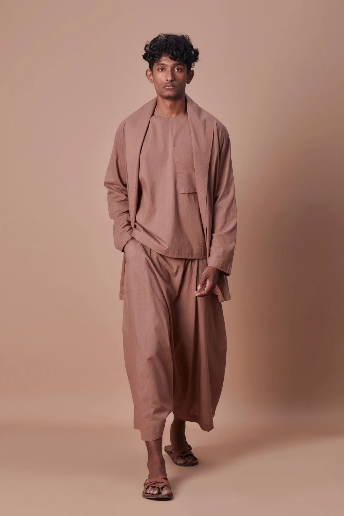 Brown Shawl Collar Jacket