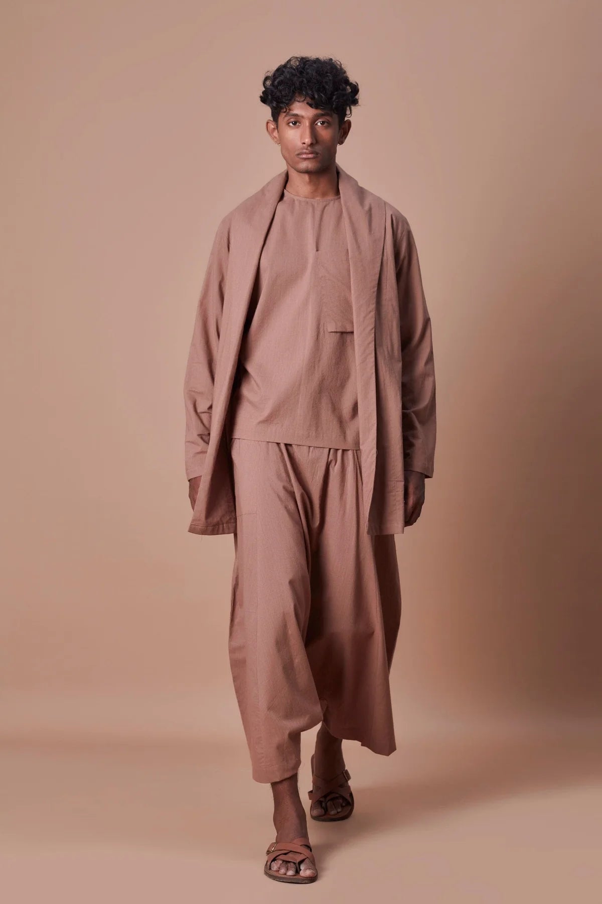 Brown Shawl Collar Jacket