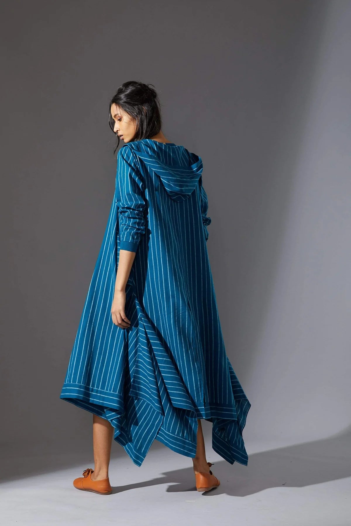 Hooded Koza Blue Dress & Overlay Set
