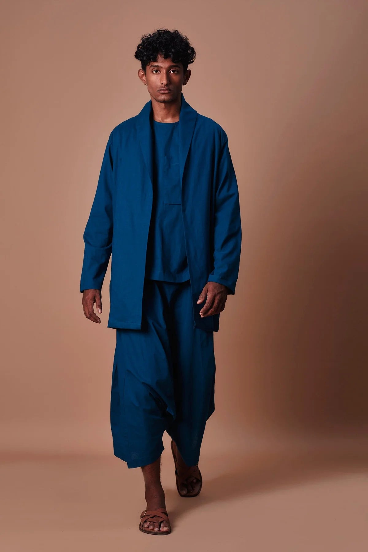 Teal Blue Shawl Collar Jacket