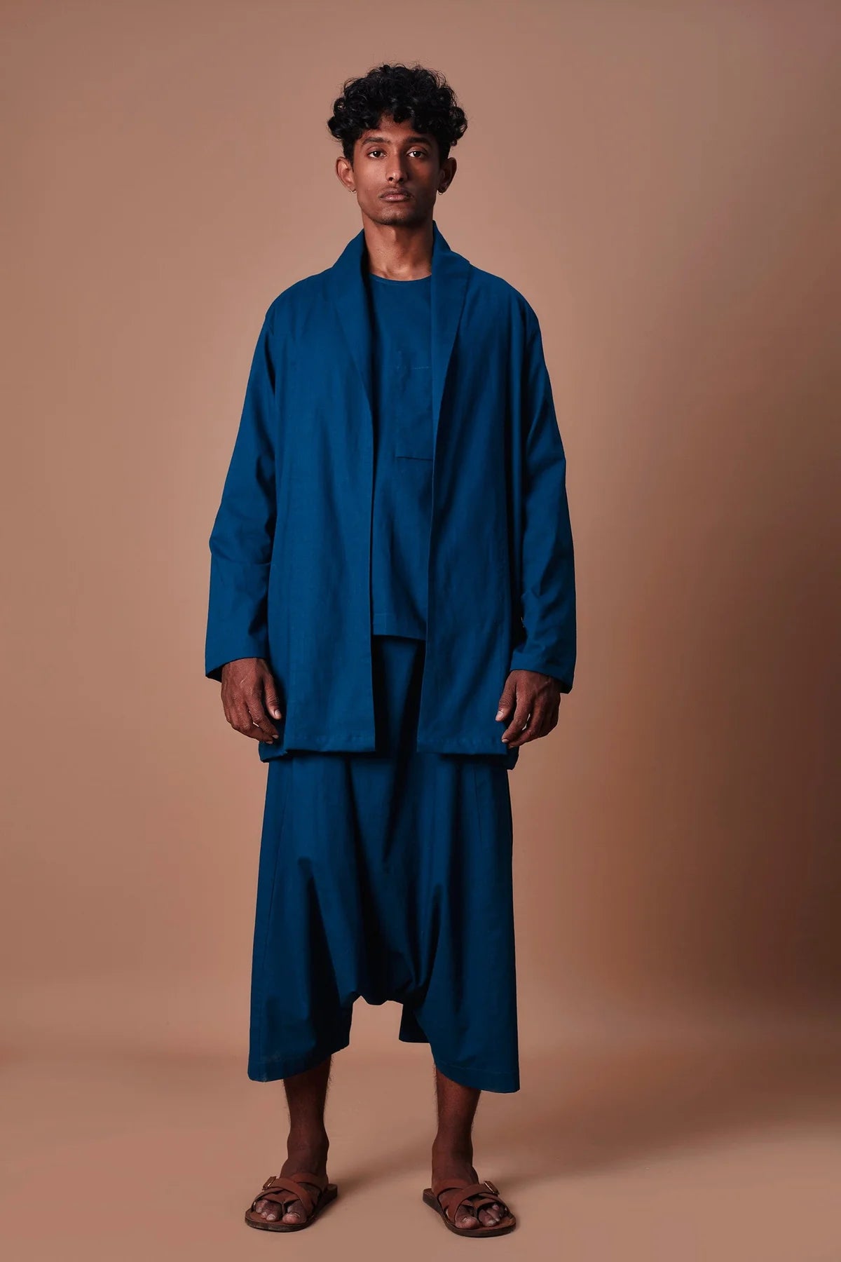 Teal Blue Shawl Collar Jacket