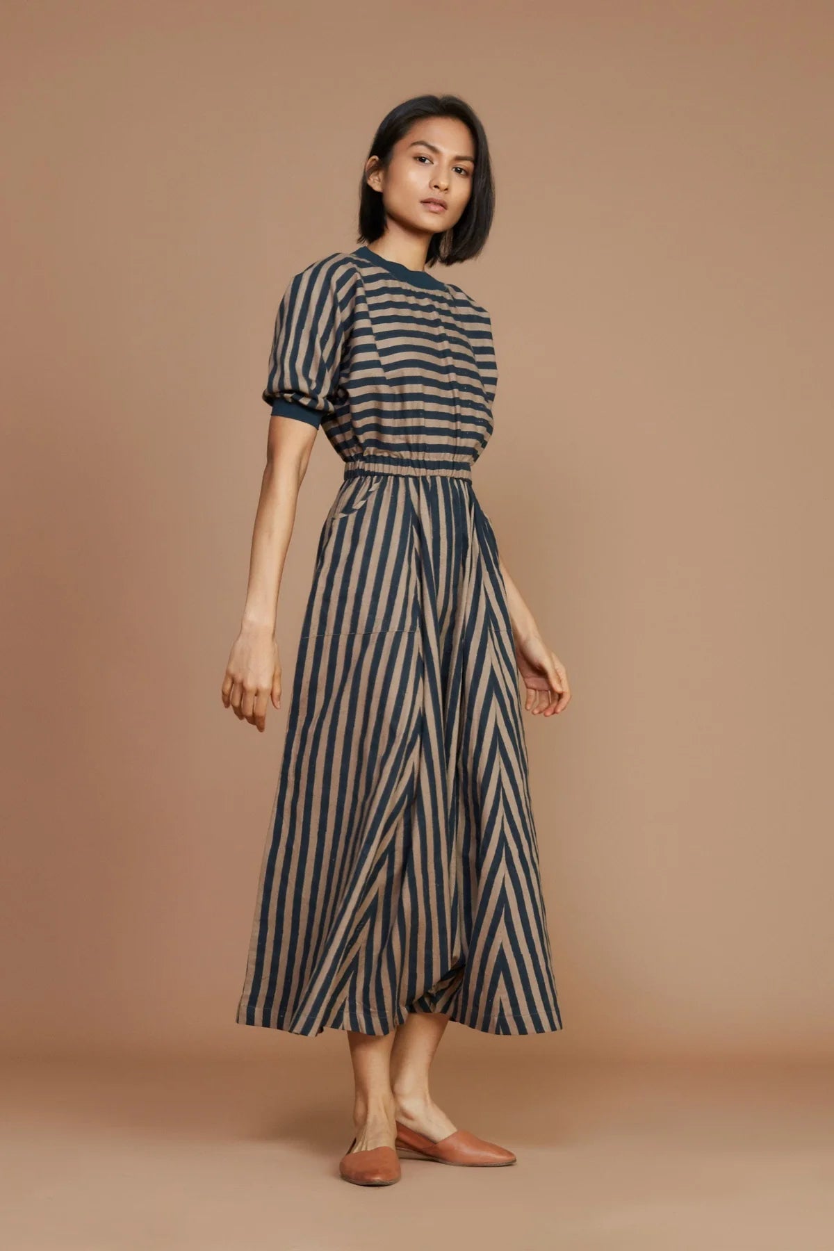 Brown and Charcoal Striped Sphara Jumpsuit
