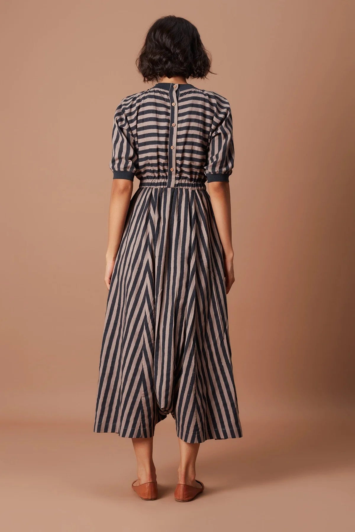 Grey and Charcoal Striped Sphara Jumpsuit