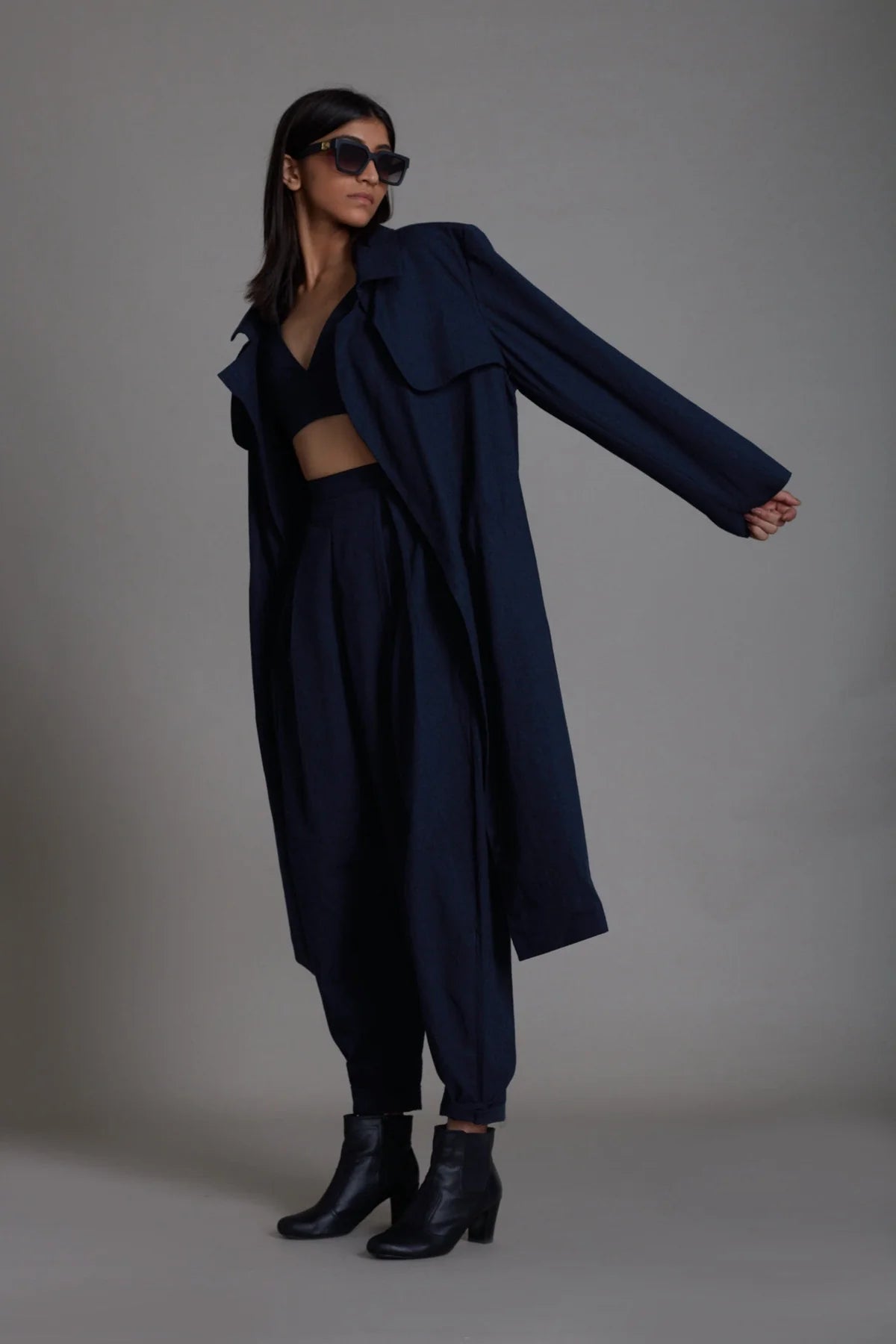 Navy Blue Milestone Trench Jacket
