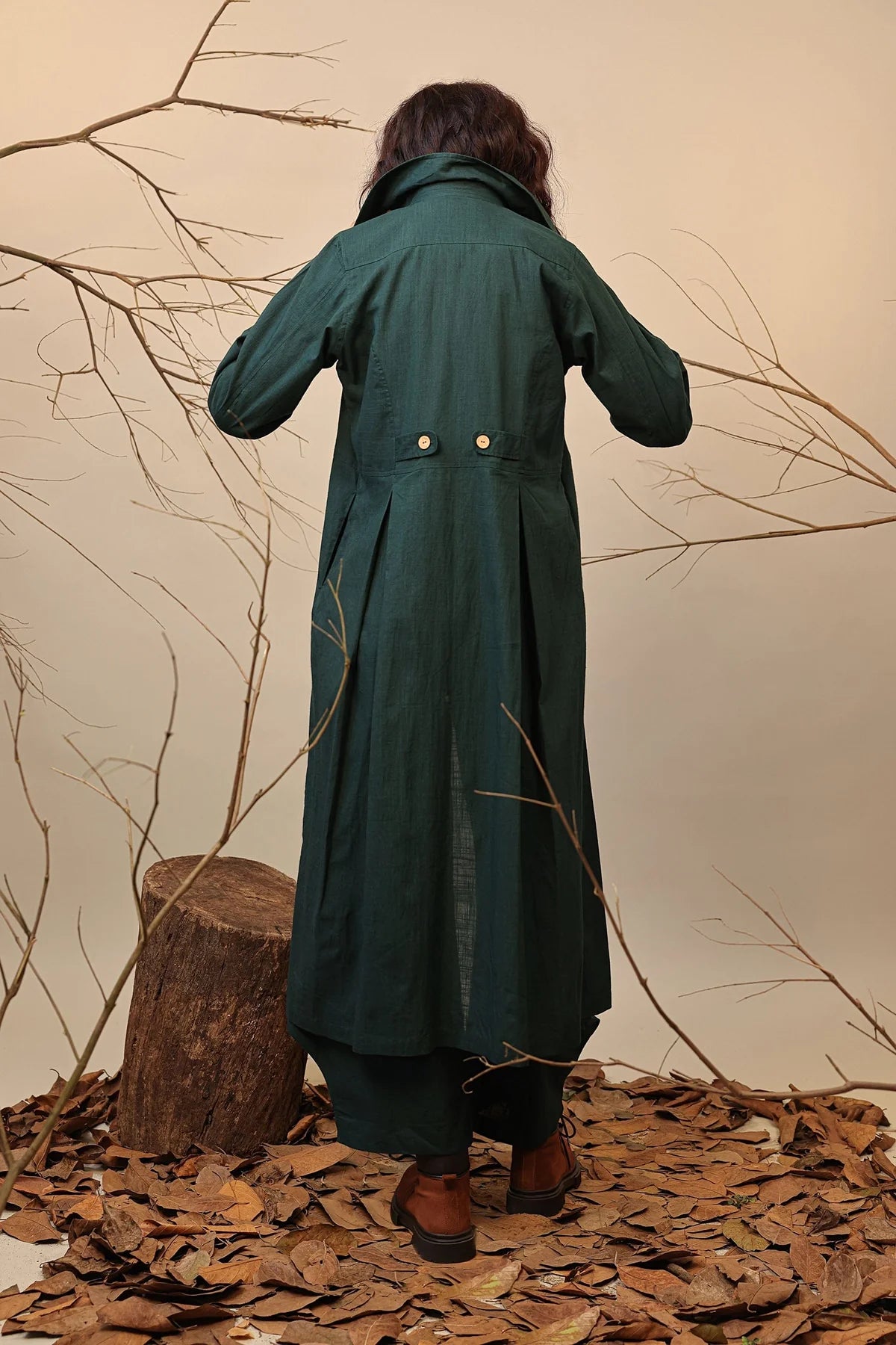 Green Cali Trench Jacket Set (3 PCS)