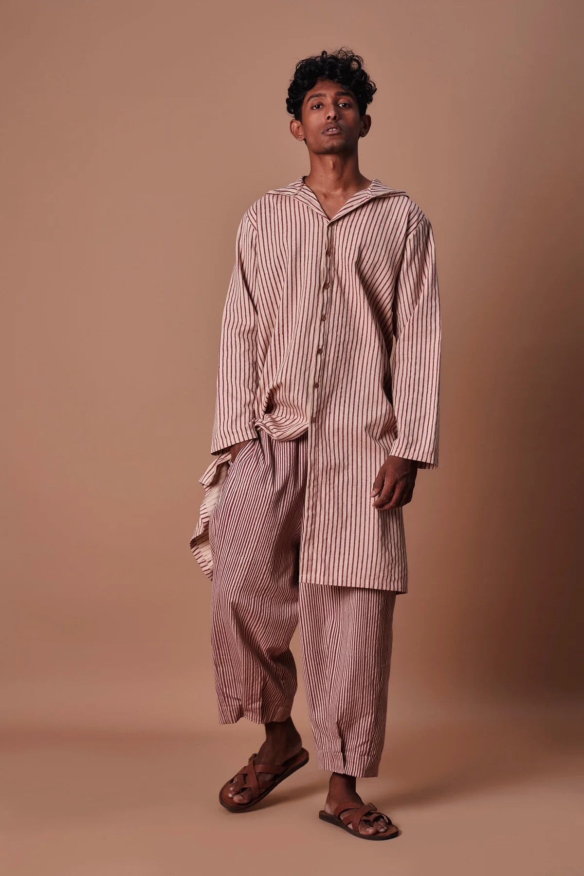Men's Mauve Striped Trousers