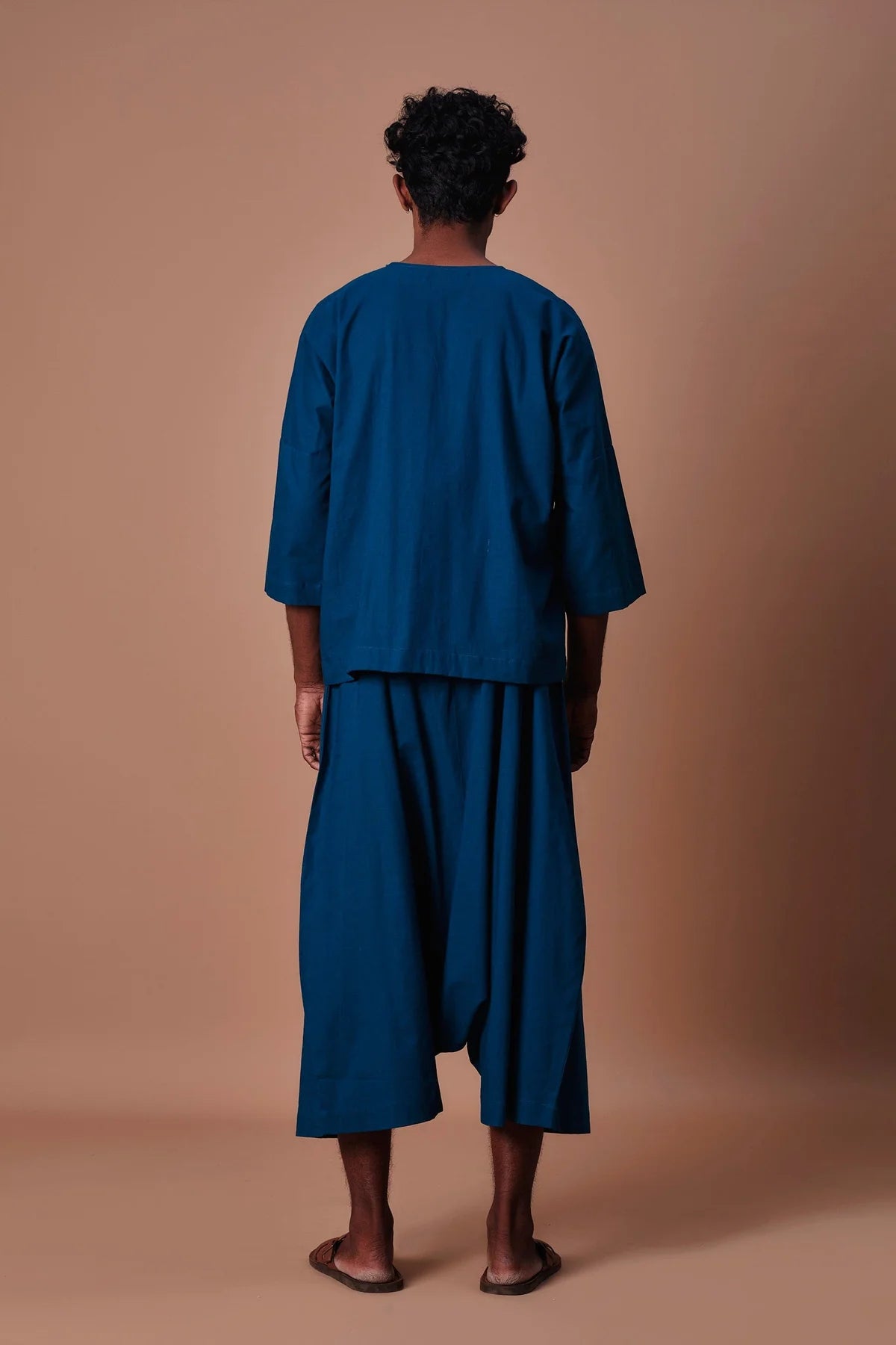 Teal Blue Cross Pocket Top & Harem Pants Set (2 PCS)