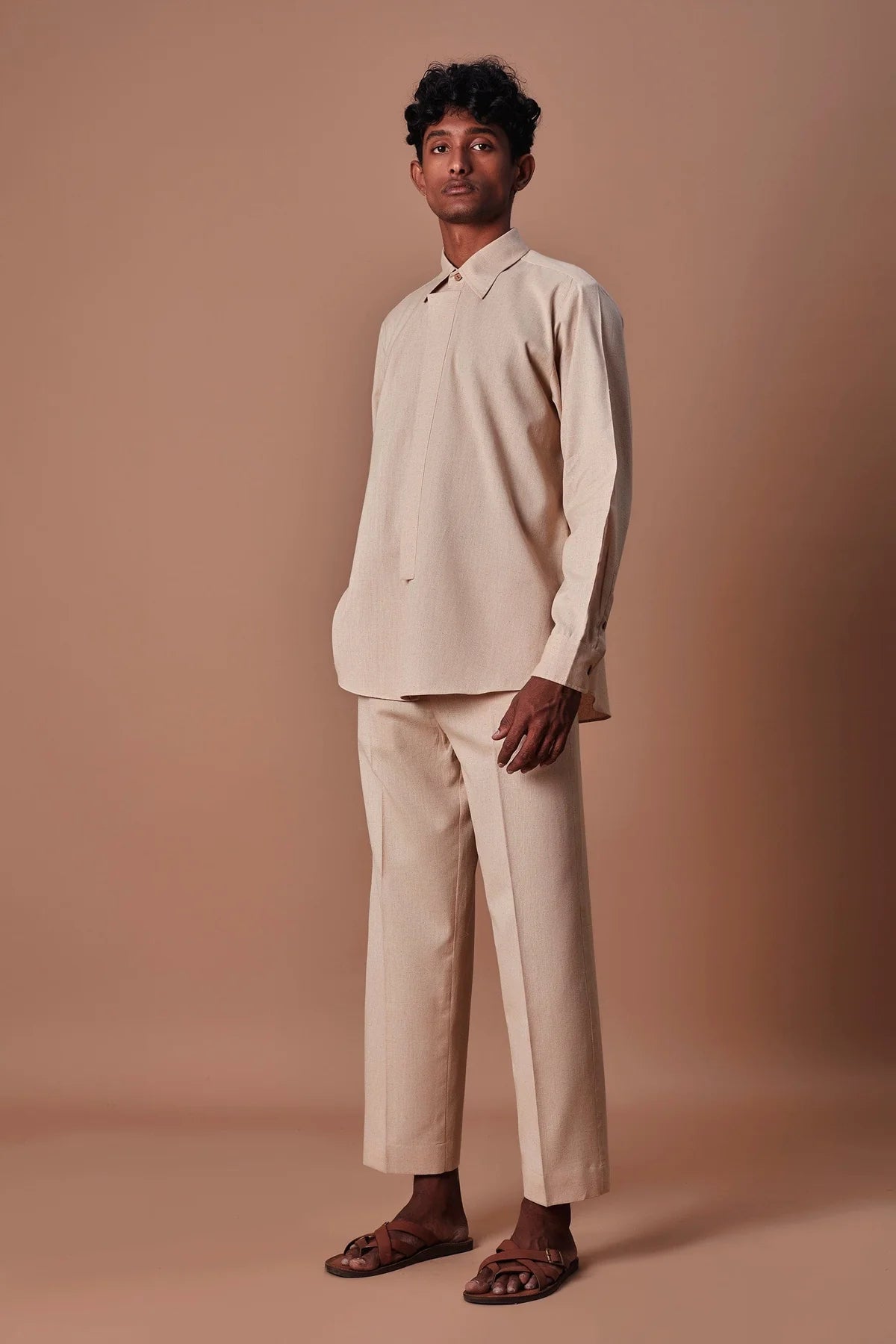 Men's Beige Ankle Pants