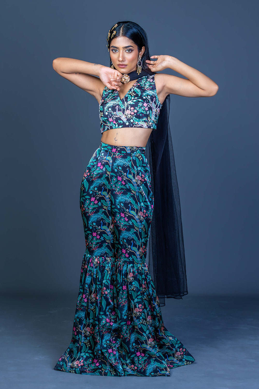 Midnight Peacock Charm Coord Set
