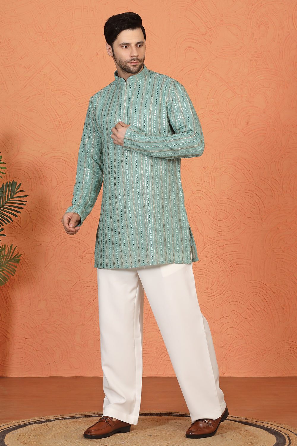 Mihir Embroidered Kurta with Loose Fit Back Elastic Parallel Pants