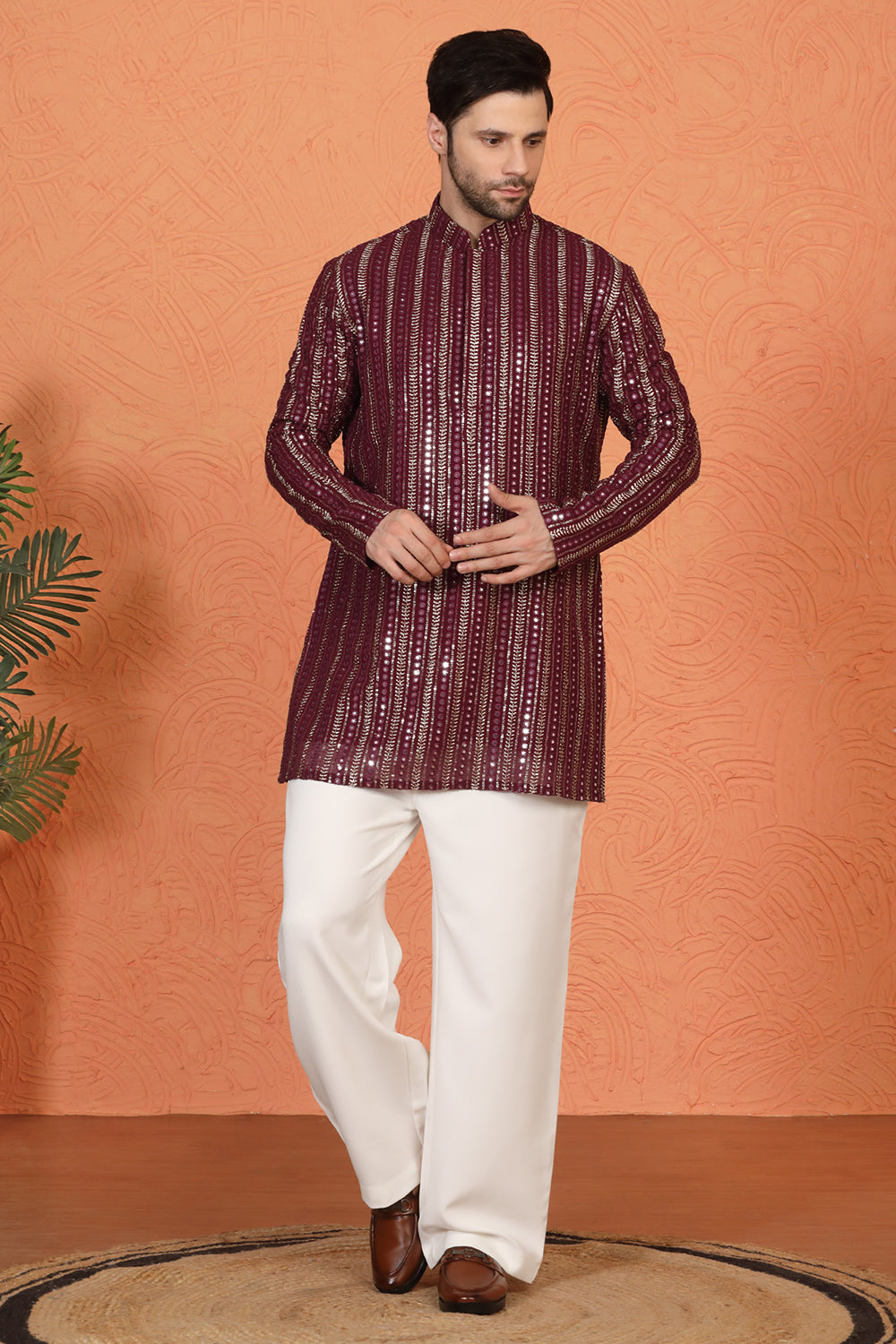 Mihir Embroidered Kurta with Loose Fit Back Elastic Parallel Pants