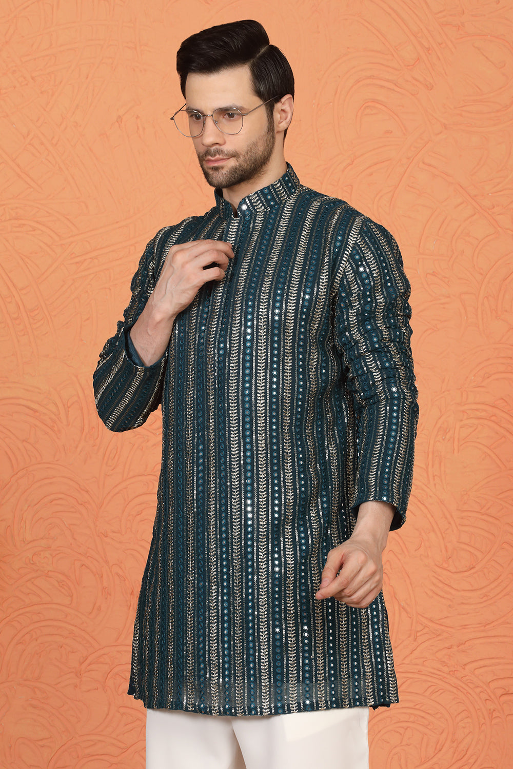 Mihir Embroidered Kurta with Loose Fit Back Elastic Parallel Pants