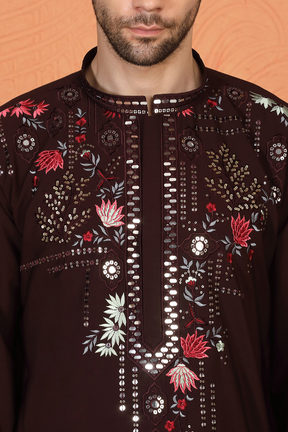 Multi Colored Flora Embroidered Kurta with Loose Fit Parallel Matching Pants