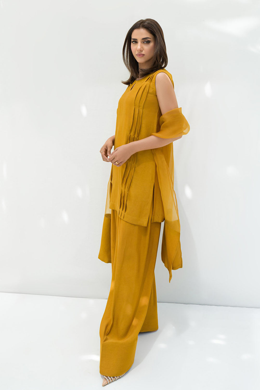 Mustard solid Farshi Salwar Set