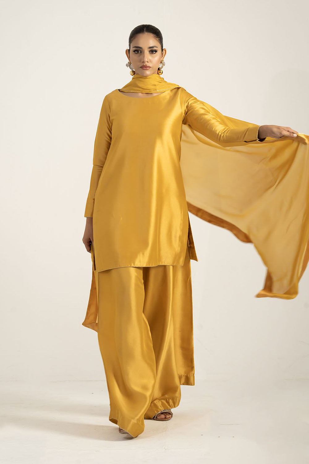 Mustard Yellow Pure Silk Kurta Set