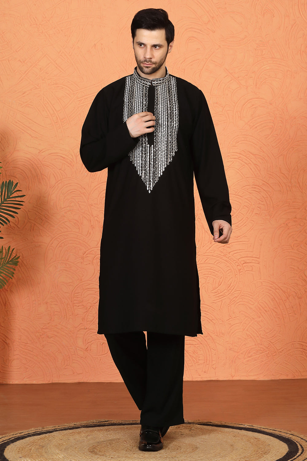 Nawaaz Embroidered Kurta with Loose Fit Parallel Matching Pants