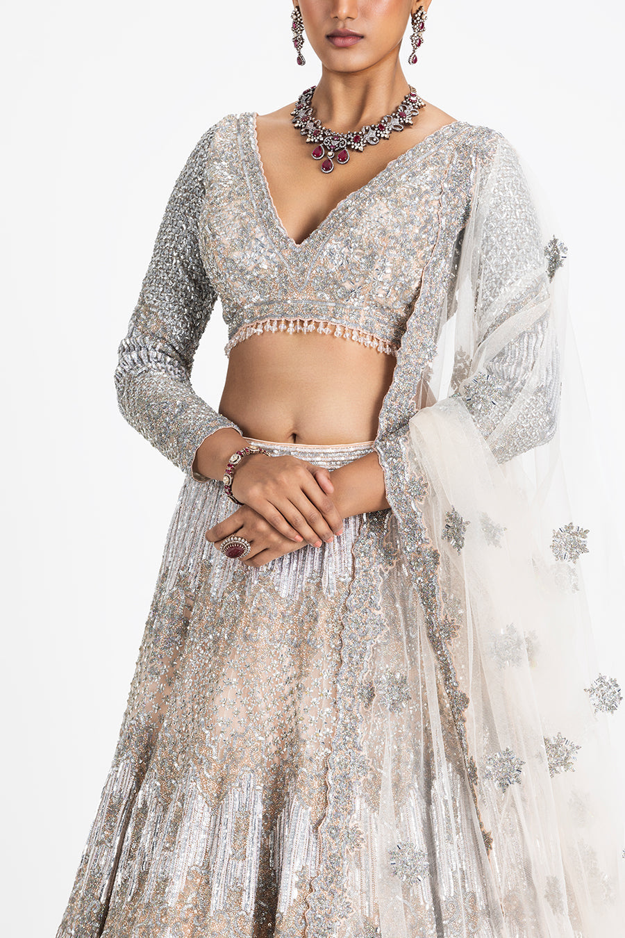 BLUSH NET LEHENGA