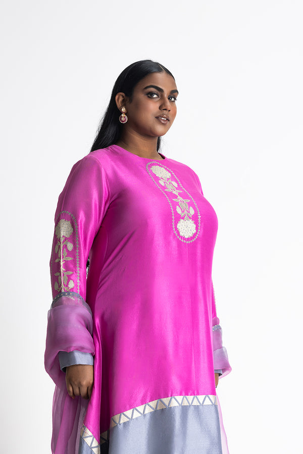 FUSCHIA AND GREY PALAZZO SET