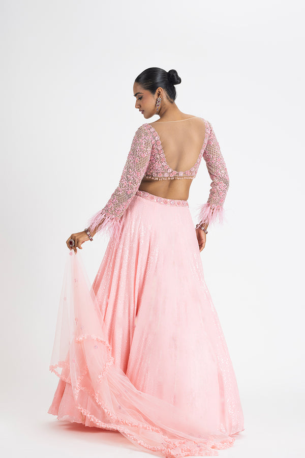 BABY PINK GEORGETTE LEHENGA SET