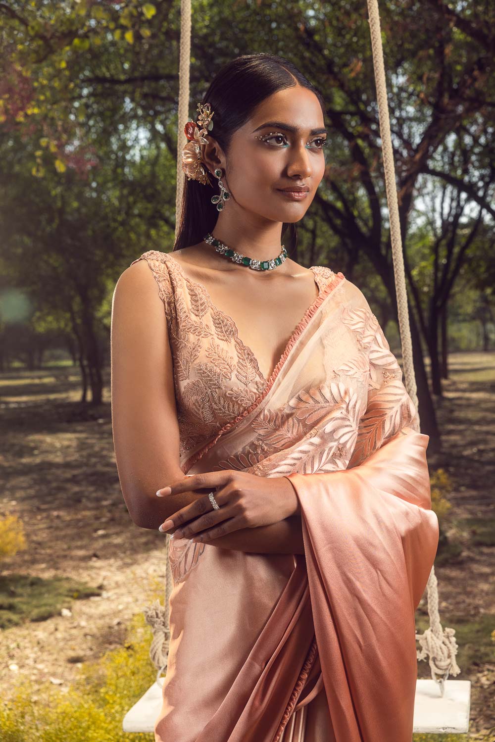 Salmon Ombre Saree