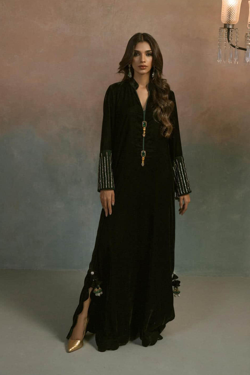 Noir Emerald Bottle Green Kaftan