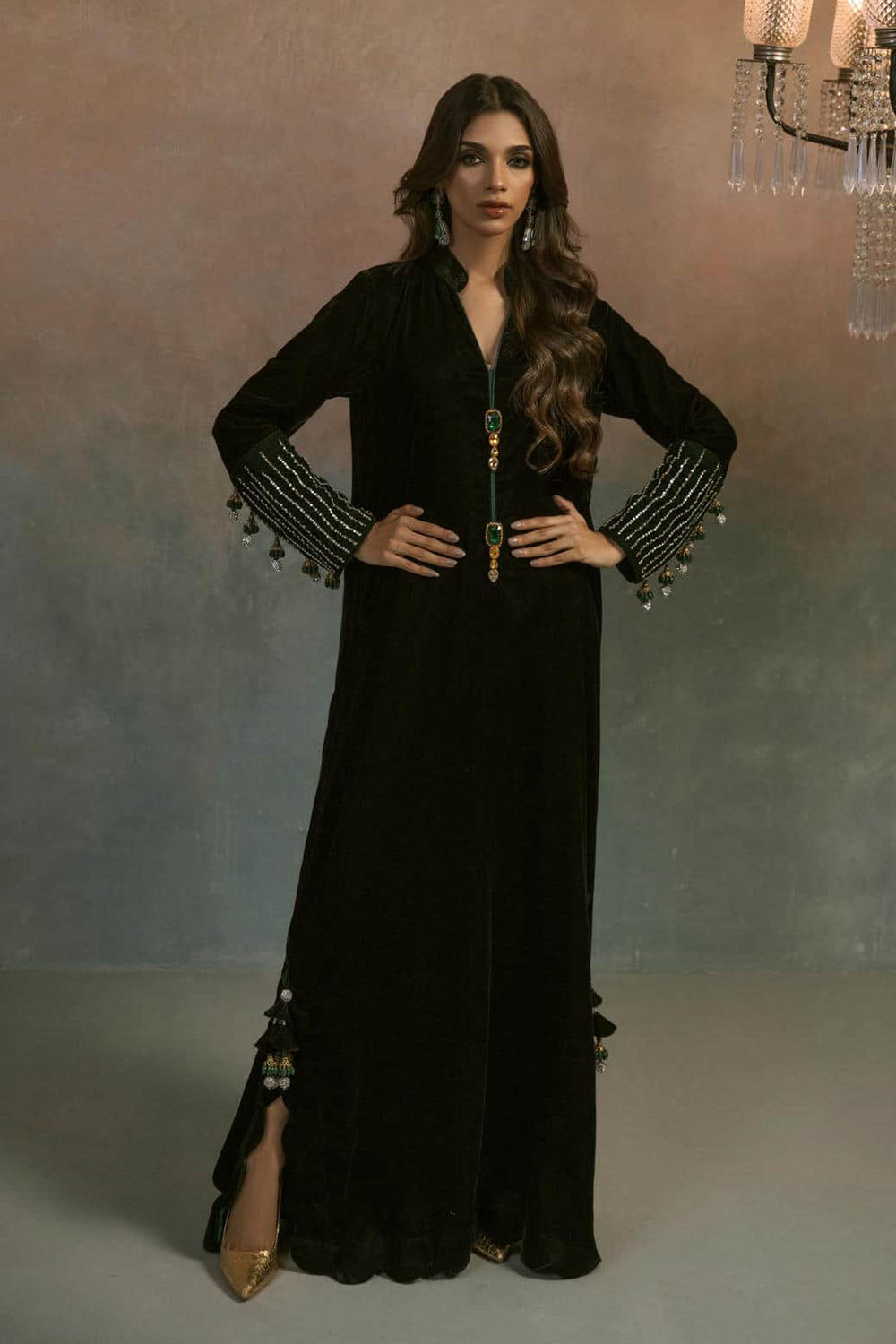 Noir Emerald Bottle Green Kaftan
