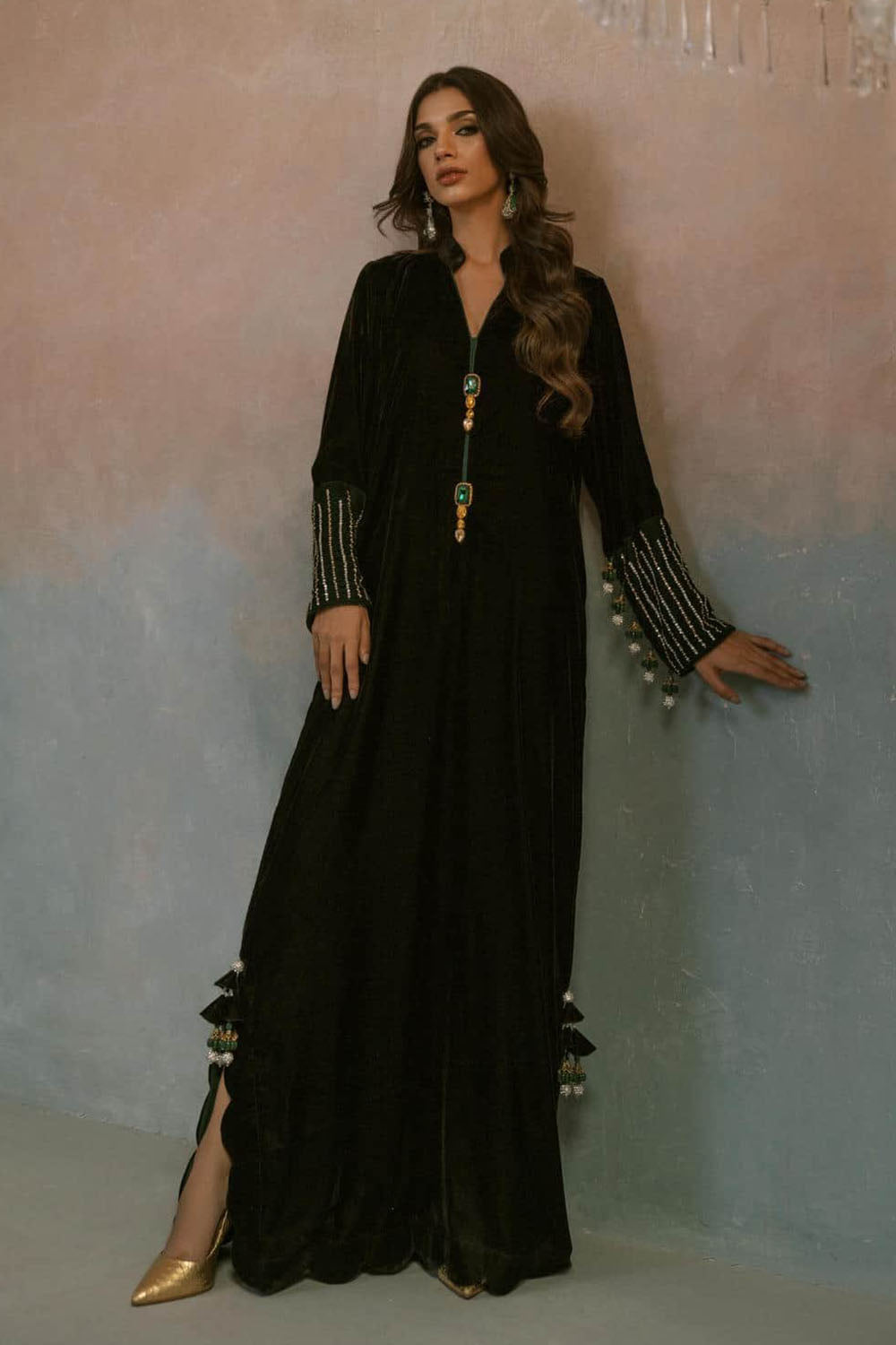 Noir Emerald Bottle Green Kaftan