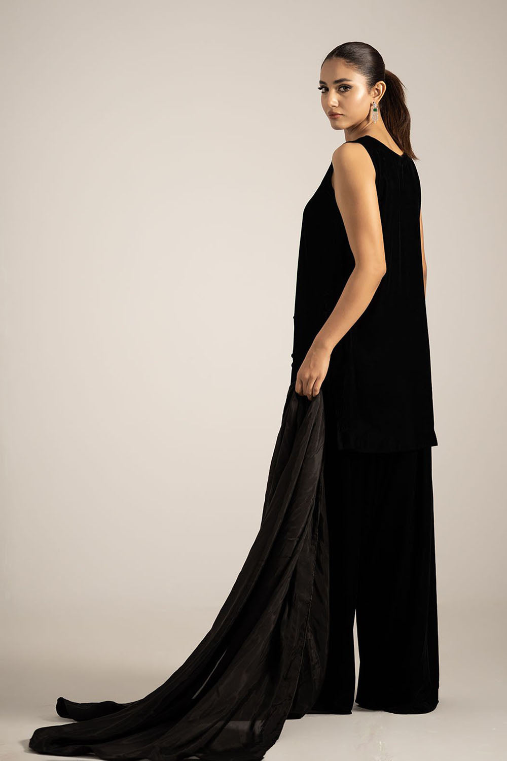 Noir Velvet Straight Suit with Dupatta
