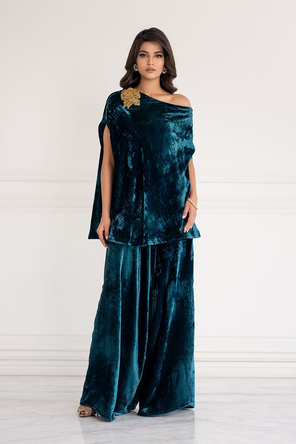 Ocean Teal Statement Velvet Co-ord