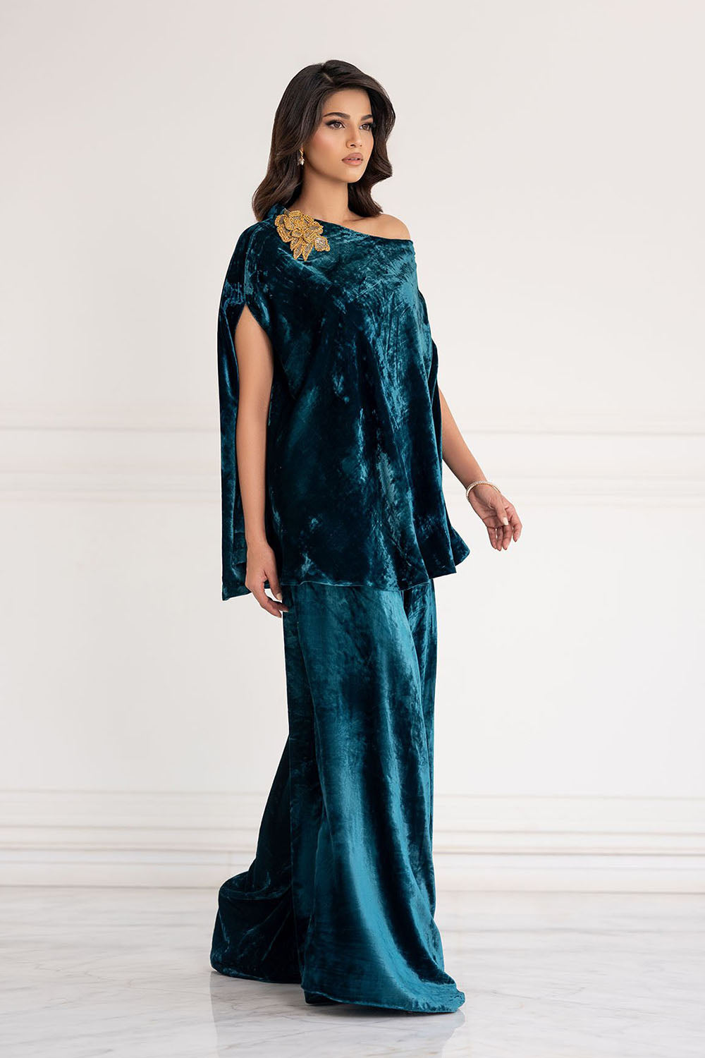 Ocean Teal Statement Velvet Co-ord