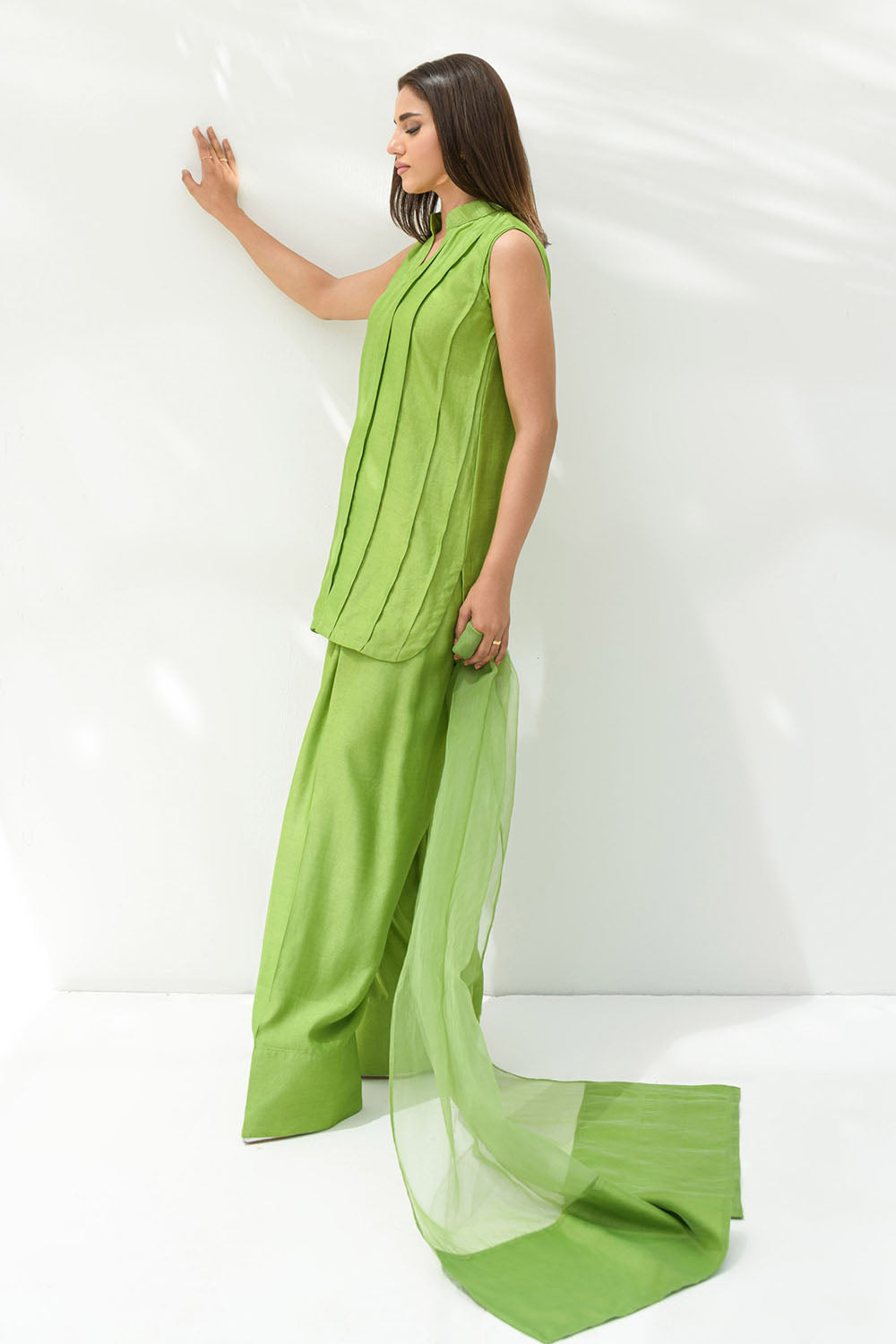 Parrot Green solid Farshi Salwar Set