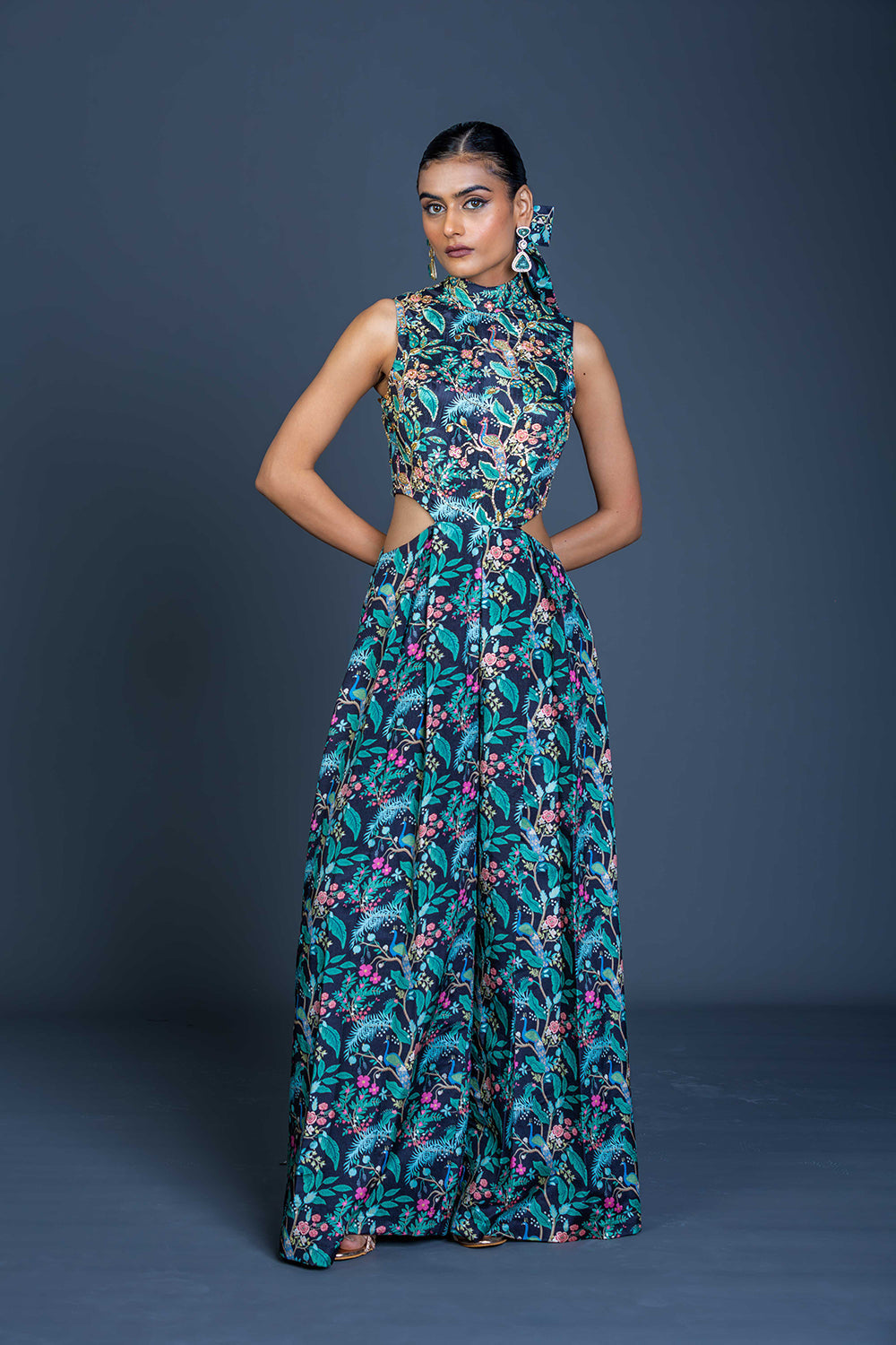 Peacock Mirage Cutout Jumpsuit